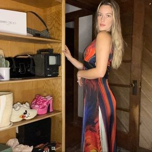 Beautiful rainbow leather dress